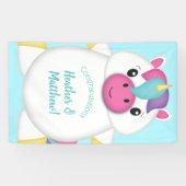 Unicorn Baby shower Blauwgroen Spandoek (Horizontaal)