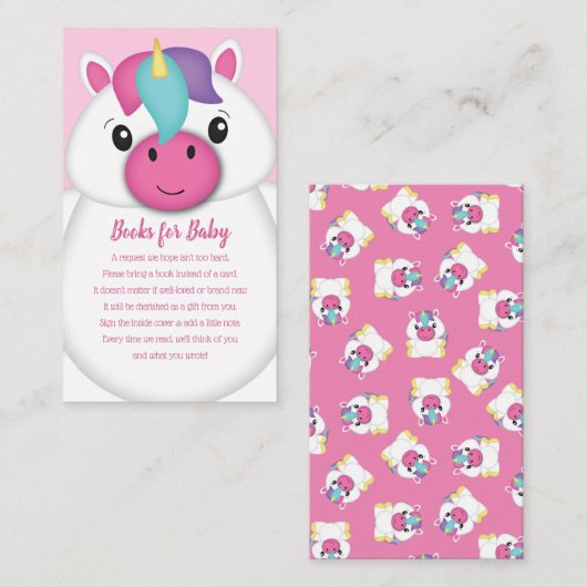 Unicorn Baby shower Books for Baby Informatiekaartje (Voorkant / Achterkant)