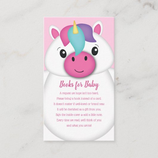 Unicorn Baby shower Books for Baby Informatiekaartje (Voorkant)