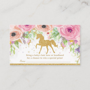 Unicorn Baby shower Bow Raffle Headband Baby Girl Informatiekaartje