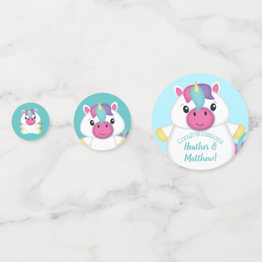 Unicorn Baby shower Confetti (Voorkanten)