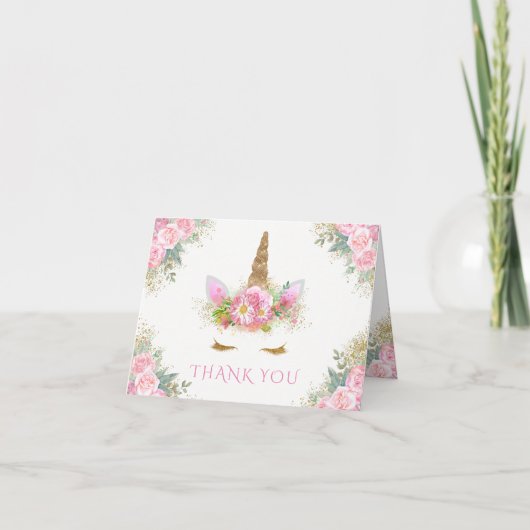 Unicorn Baby shower Dank u wel Bedankkaart (Voorkant)