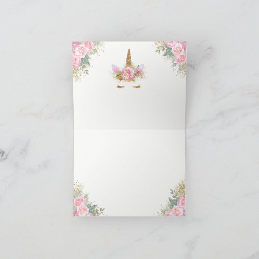 Unicorn Baby shower Dank u wel Bedankkaart (Binnen)