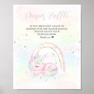 Unicorn Baby shower Diaper Raffle Sign Poster