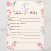 Unicorn Baby shower Game Wensen voor Baby (Voorkant)