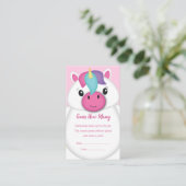 Unicorn Baby shower Guessing spel Informatiekaartje (Staand voorkant)