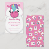 Unicorn Baby shower Guessing spel Informatiekaartje (Voorkant / Achterkant)