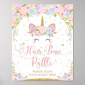 Unicorn Baby shower Hair Bow Raffle Sign Poster (Voorkant)