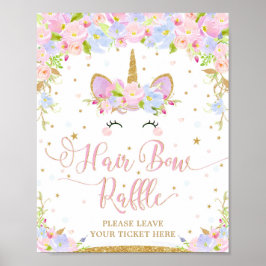 Unicorn Baby shower Hair Bow Raffle Sign Poster