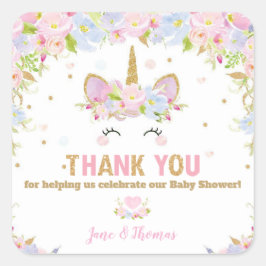 Unicorn Baby shower Hartelijk dank voor stickerlab Vierkante Sticker