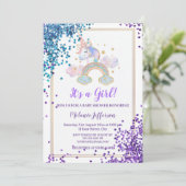 Unicorn Baby Shower Invitaties Kaart (Staand voorkant)