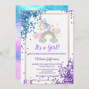 Unicorn Baby Shower Invitaties Kaart