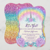 Unicorn Baby Shower Invitaties Kaart (Voorkant / Achterkant)