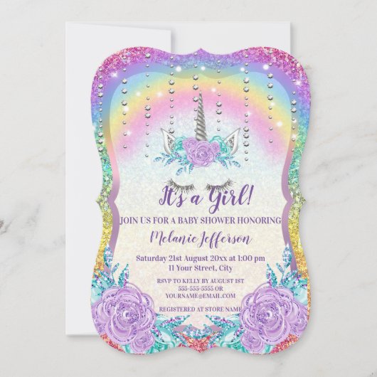 Unicorn Baby Shower Invitaties Kaart (Voorkant)