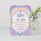 Unicorn Baby Shower Invitaties Kaart (Staand voorkant)