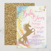 Unicorn Baby Shower Invitaties Kaart (Voorkant / Achterkant)