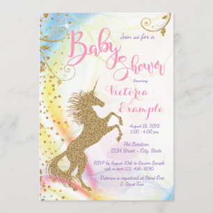 Unicorn Baby Shower Invitaties Kaart