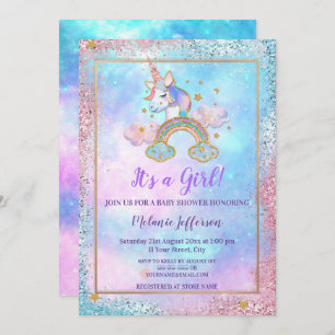 Unicorn Baby Shower Invitaties Kaart