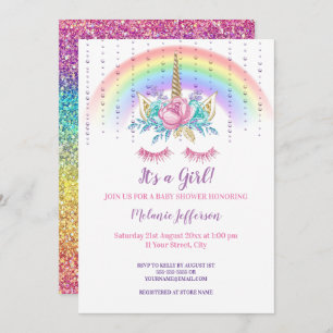 Unicorn Baby Shower Invitaties Kaart