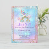Unicorn Baby Shower Invitaties Kaart (Staand voorkant)