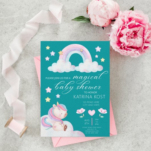 Unicorn Baby Shower Invitaties Kaart