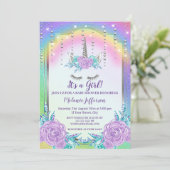 Unicorn Baby Shower Invitaties Kaart (Staand voorkant)