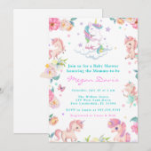 Unicorn Baby Shower Invitaties Kaart (Voorkant / Achterkant)