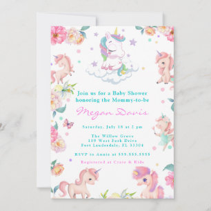 Unicorn Baby Shower Invitaties Kaart