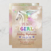 Unicorn Baby Shower Invitaties Kaart (Voorkant / Achterkant)