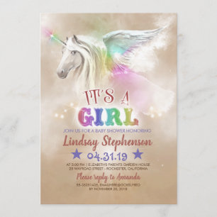 Unicorn Baby Shower Invitaties Kaart