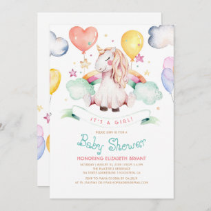 Unicorn Baby shower Invitation   Het is een meisje Kaart