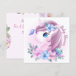 Unicorn Baby shower Invitation Kaart