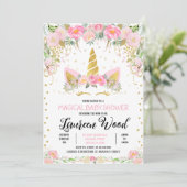 Unicorn Baby Shower Invitation Kaart (Staand voorkant)