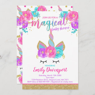 Unicorn Baby shower Invitation Magical Baby shower Kaart