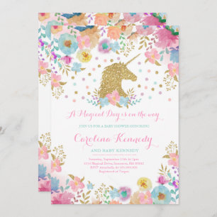 Unicorn Baby shower Invitation Magical Baby shower Kaart