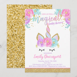 Unicorn Baby shower Invitation Magical Baby shower Kaart