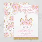 Unicorn Baby shower Invitation Magical Baby shower Kaart (Voorkant / Achterkant)