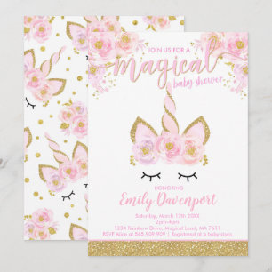 Unicorn Baby shower Invitation Magical Baby shower Kaart