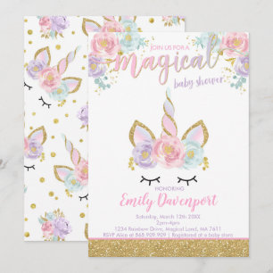 Unicorn Baby shower Invitation Magical Baby shower Kaart
