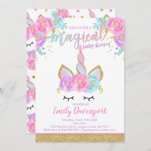Unicorn Baby shower Invitation Magical Baby shower Kaart