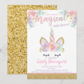 Unicorn Baby shower Invitation Magical Baby shower Kaart (Voorkant / Achterkant)