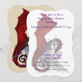 Unicorn Baby shower Invitation Red Dragon Kaart