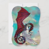 Unicorn Baby shower Invitation Red Dragon Kaart (Achterkant)
