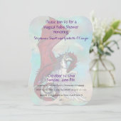 Unicorn Baby shower Invitation Red Dragon Kaart (Staand voorkant)