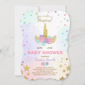 Unicorn Baby shower Invitation roze Gold Magical Kaart (Voorkant)