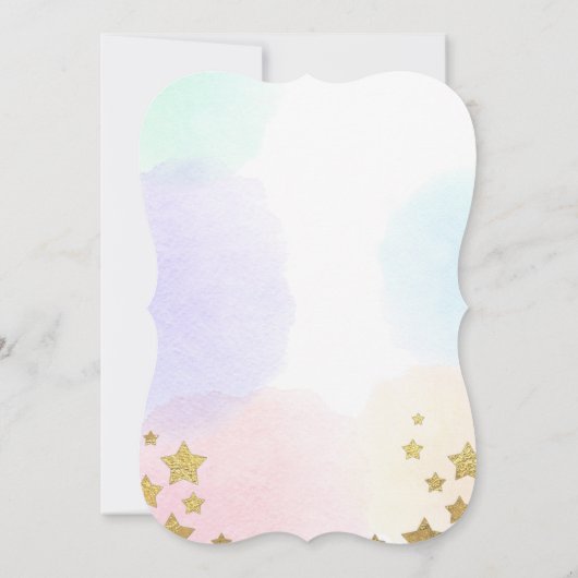 Unicorn Baby shower Invitation roze Gold Magical Kaart (Achterkant)