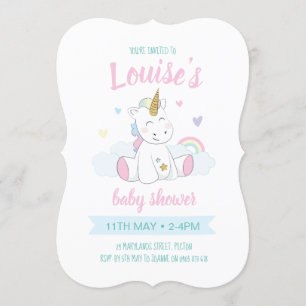 Unicorn baby shower Invitation, schattige eenhoorn Kaart