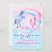 Unicorn Baby Shower Invitting Pastel Unicorn Kaart (Voorkant)