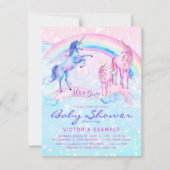 Unicorn Baby Shower Invitting Pastel Unicorn Kaart (Voorkant)