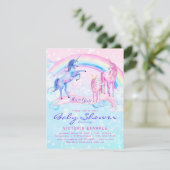 Unicorn Baby Shower Invitting Pastel Unicorn Kaart (Staand voorkant)